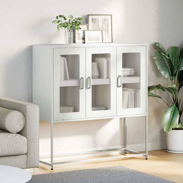 vidaXL Szafka, biała, 100,5x39x107 cm, stal walcowana na zimno