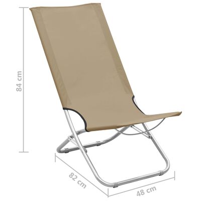 vidaXL Składane krzesła plażowe, 2 szt., kolor taupe, obite tkaniną