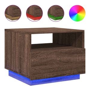 vidaXL Stolik kawowy z podświetleniem LED, brązowy dąb, 50x49x40 cm
