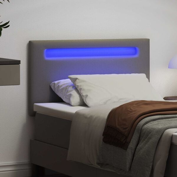 vidaXL Wezgłowie LED Szary 100 cm Sk&oacute;ra ekologiczna