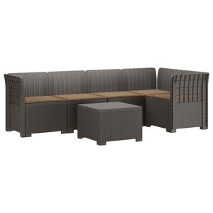 vidaXL 5-osobowa sofa ogrodowa z poduszkami w stylu rattanowym PP