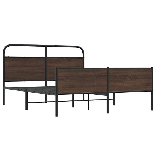 vidaXL Metalowa rama ł&oacute;żka, bez materaca, brązowy dąb, 160x200 cm