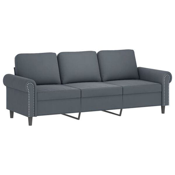 vidaXL 3-osobowa sofa z podn&oacute;żkiem, ciemnoszary, 180 cm, aksamit