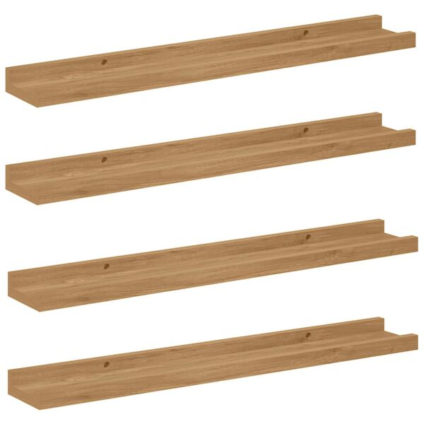 vidaXL P&oacute;łka ścienna z p&oacute;łką 4 pcs Brązowy 60 x 9 x 3 cm