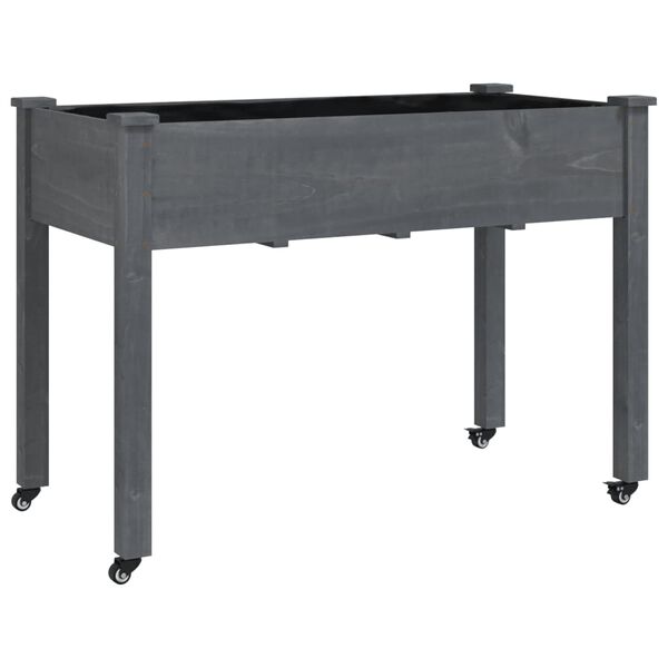 vidaXL Donica na k&oacute;łkach, z wyści&oacute;łką, szara, 118x59x80 cm, jodłowa