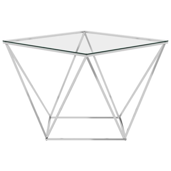 vidaXL Stolik kawowy, srebrny, 80x80x45 cm, stal nierdzewna