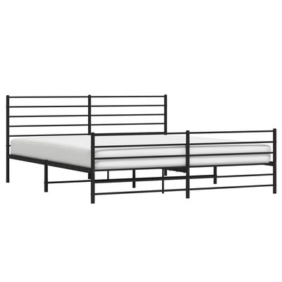 vidaXL Metalowa rama łóżka z wezgłowiem i zanóżkiem, czarna, 200x200cm