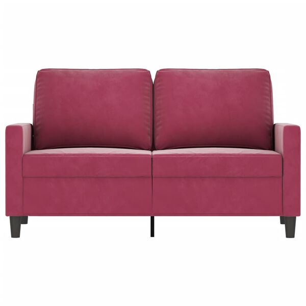 vidaXL Sofa 2-osobowa, winna czerwień, 120 cm, tapicerowana aksamitem