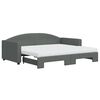 vidaXL Sofa rozsuwana z materacami, ciemnoszara, 90x190 cm, tkanina
