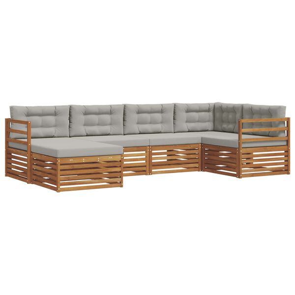 vidaXL Zestaw sof na zewnątrz z poduszką 6 pcs Naturalny i Jasny Szary