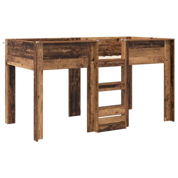 vidaXL Ł&oacute;żko piętrowe dla dzieci z materacem Stare drewno 100 x 200 cm