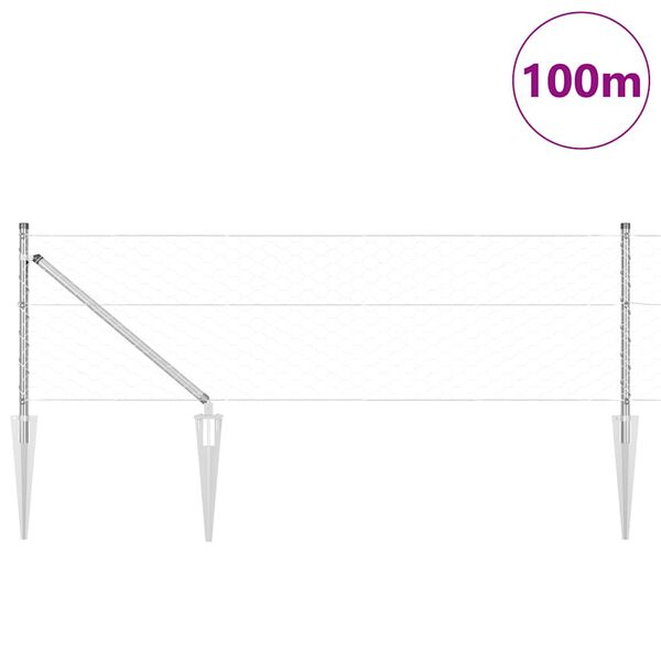 vidaXL Słupek ogrodzeniowy. Srebrny 100 x 0,6 m (mesh 50 mm) Stal