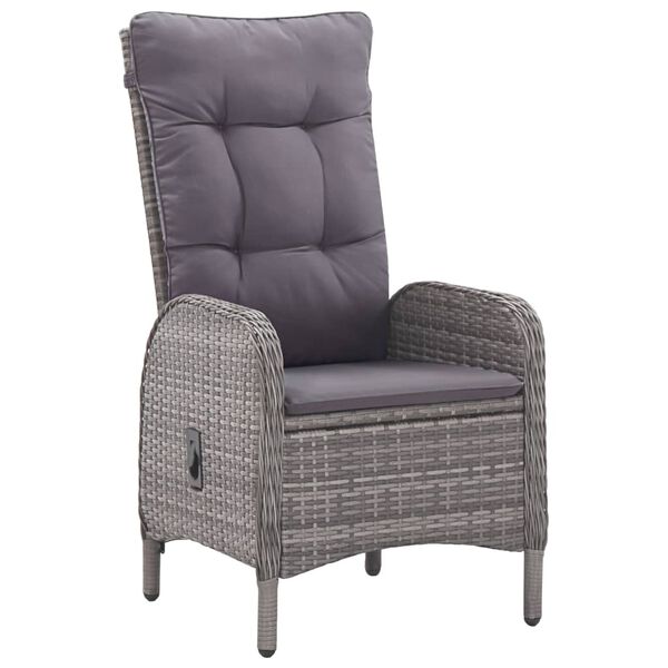 vidaXL 5-cz. zestaw mebli ogrodowych z poduszkami, polirattan, szary