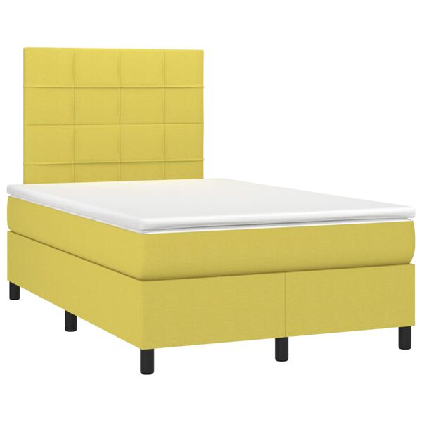 vidaXL Ł&oacute;żko kontynentalne z materacem, zielone, 120x200 cm, tkanina