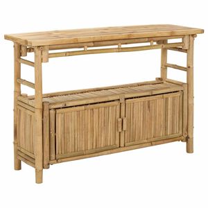 vidaXL Konsola z p&oacute;łką z drzwiami Naturalny 110 x 35 x 75 cm Bambus