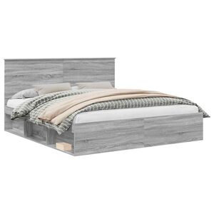 vidaXL Ramka ł&oacute;żka Szary Sonoma 200 x 200 cm Lite drewno sosnowe