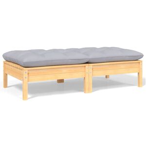 vidaXL 2-osobowa sofa ogrodowa z szarymi poduszkami, drewno sosnowe