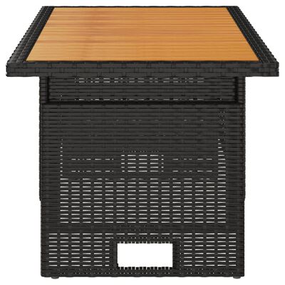 vidaXL Stół ogrodowy, czarny, 100x50x43/63 cm, akacja i polirattan