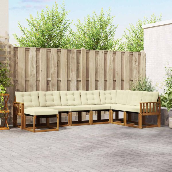 vidaXL Zestaw sof na zewnątrz z poduszką 8 pcs Naturalny i Kremowy