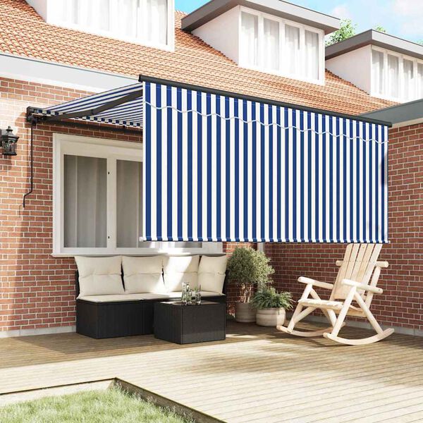 vidaXL Markiza zwijana Niebieski i biały 350 x 250 cm