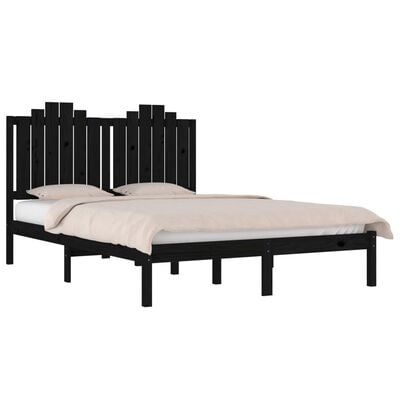 vidaXL Rama łóżka, czarna, 160 x 200 cm, lite drewno sosnowe
