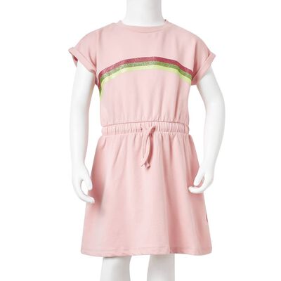 Sukienka dziecięca ze sznurkiem ściągającym, jasnoróżowa, 92