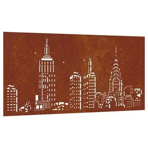 vidaXL Ogrodowa dekoracja ścienna, 105x55 cm, stal kortenowska, miasto