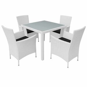 vidaXL 5-cz. zestaw mebli ogrodowych, rattan PE, kremowa biel