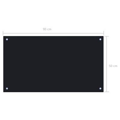 vidaXL Panel ochronny do kuchni, czarny, 90x50 cm, szkło hartowane