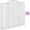 vidaXL Kosze gabionowe, 9 szt, 200x50x180/200 cm, galwanizowane żelazo