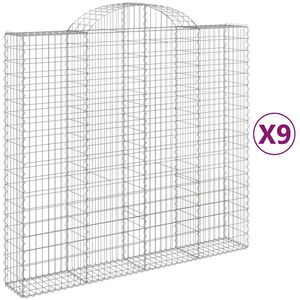vidaXL Kosze gabionowe, 9 szt, 200x50x180/200 cm, galwanizowane żelazo