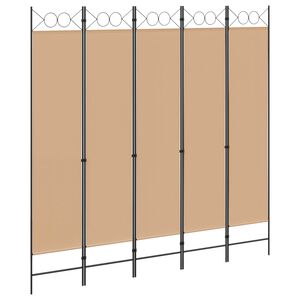 vidaXL 5-panelowy parawan Beżowy 200 x 200 cm tkanina