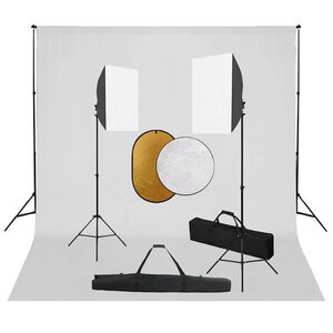 vidaXL Zestaw studyjny z lampami softbox, tłem i blendami