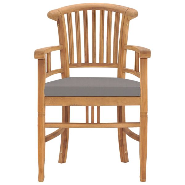 vidaXL Krzesła ogrodowe 2 szt., ciemnoszare poduszki, drewno tekowe