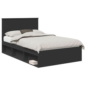 vidaXL Ramka ł&oacute;żka z szufladą Czarny 135 x 190 cm Lite drewno sosnowe