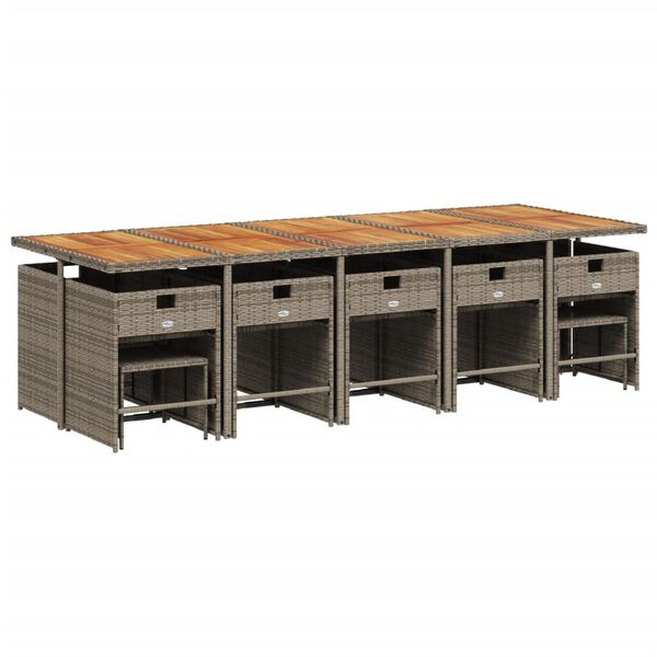 vidaXL 15-cz. zestaw mebli ogrodowych z poduszkami, szary, rattan PE