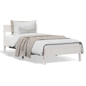 vidaXL Rama ł&oacute;żka bez materaca, biała, 75x190 cm, lite drewno sosnowe