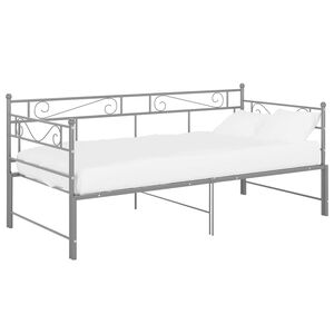 vidaXL Sofa z wysuwaną ramą ł&oacute;żka, szara, metalowa, 90x200 cm
