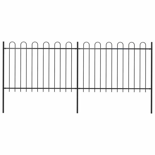 vidaXL Ogrodzenie ogrodowe z obręczą stalową 359x120 cm, czarne