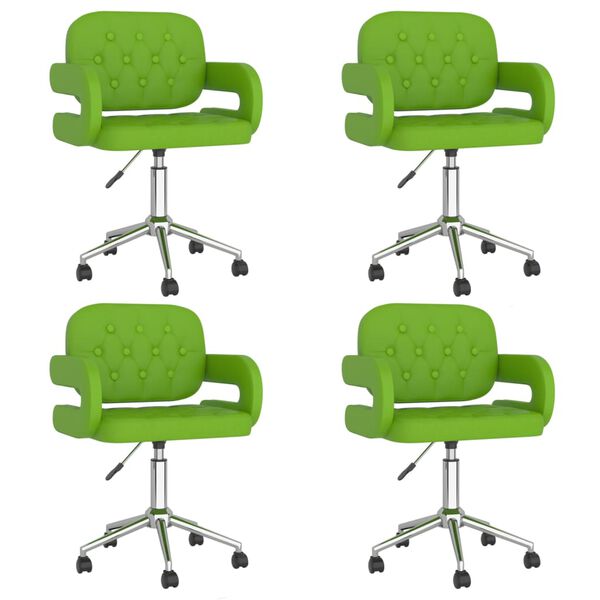 vidaXL Obrotowe krzesła stołowe, 4 szt., zielone, sztuczna sk&oacute;ra