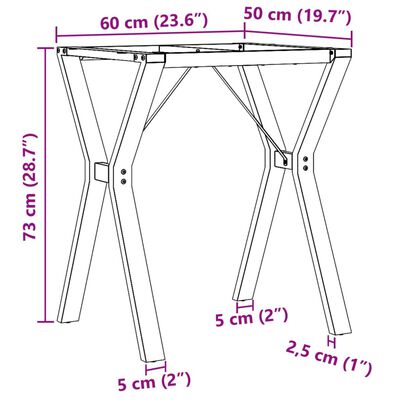 vidaXL Nogi do stołu w kształcie litery Y, 60x50x73 cm, żeliwo