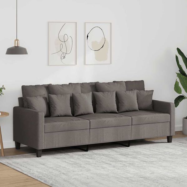 vidaXL Sofa 3-osobowa, kolor taupe, 180 cm, tapicerowana tkaniną