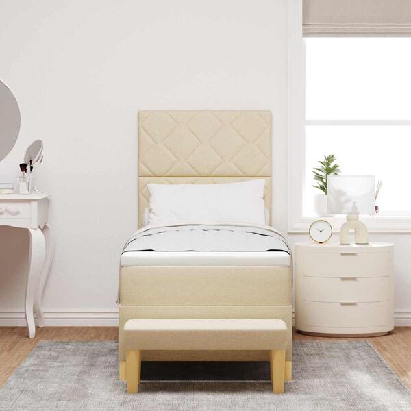 vidaXL Ł&oacute;żko sprężynowe z materacem Kremowy 80 x 200 cm tkanina