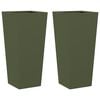 vidaXL Donice ogrodowe, 2 szt., oliwkowozielone, 35x35x75 cm, stalowe