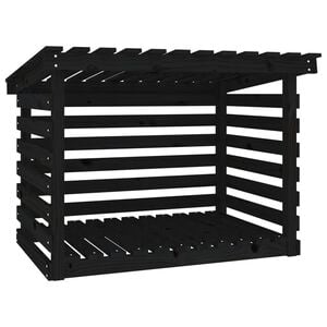 vidaXL Stojak na drewno, czarny, 108x73x79 cm, lite drewno sosnowe