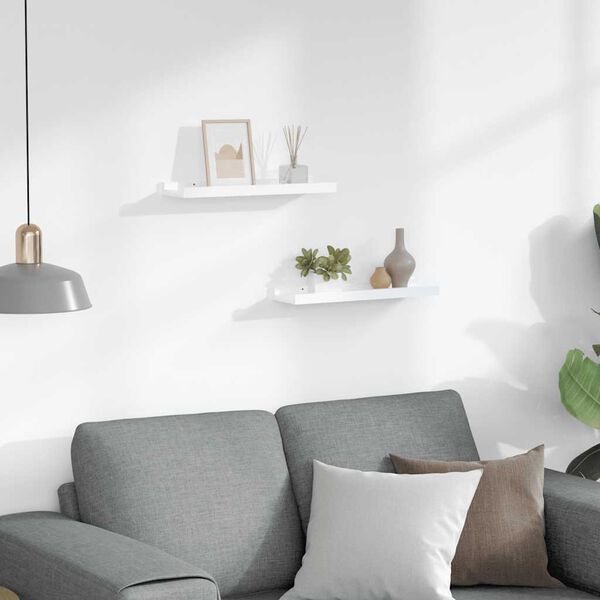 vidaXL P&oacute;łki ścienne, 2 szt., wysoki połysk, białe, 40x9x3 cm