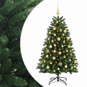 vidaXL Sztuczna choinka, średniozielona, z bombkami 150 cm 150 LED
