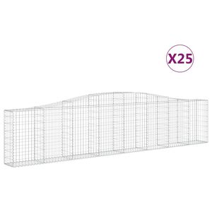 vidaXL Kosze gabionowe, 25 szt, 400x30x80/100 cm, galwanizowane żelazo