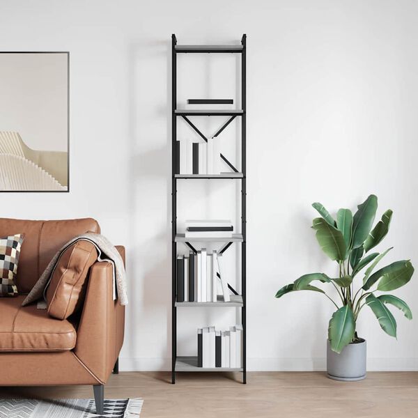 vidaXL P&oacute;łka na książki Szary dąb sonoma 40 x 30 x 189,5 cm