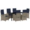 vidaXL Zestaw do jadalni w ogrodzie z poduszką 7 pcs Szary polirattan